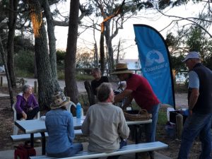 coochiemudlo Coastcare volutneers at picnic table